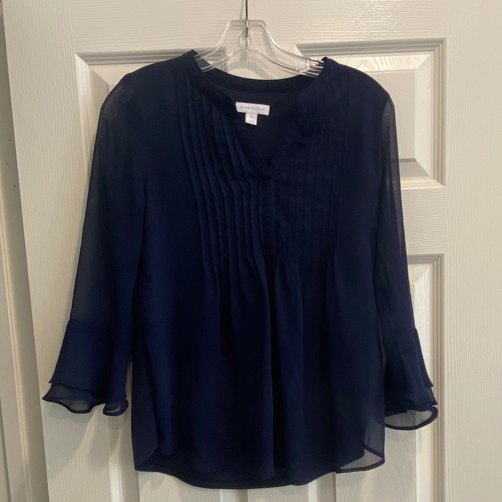 Charter Club sz PS navy blue blouse